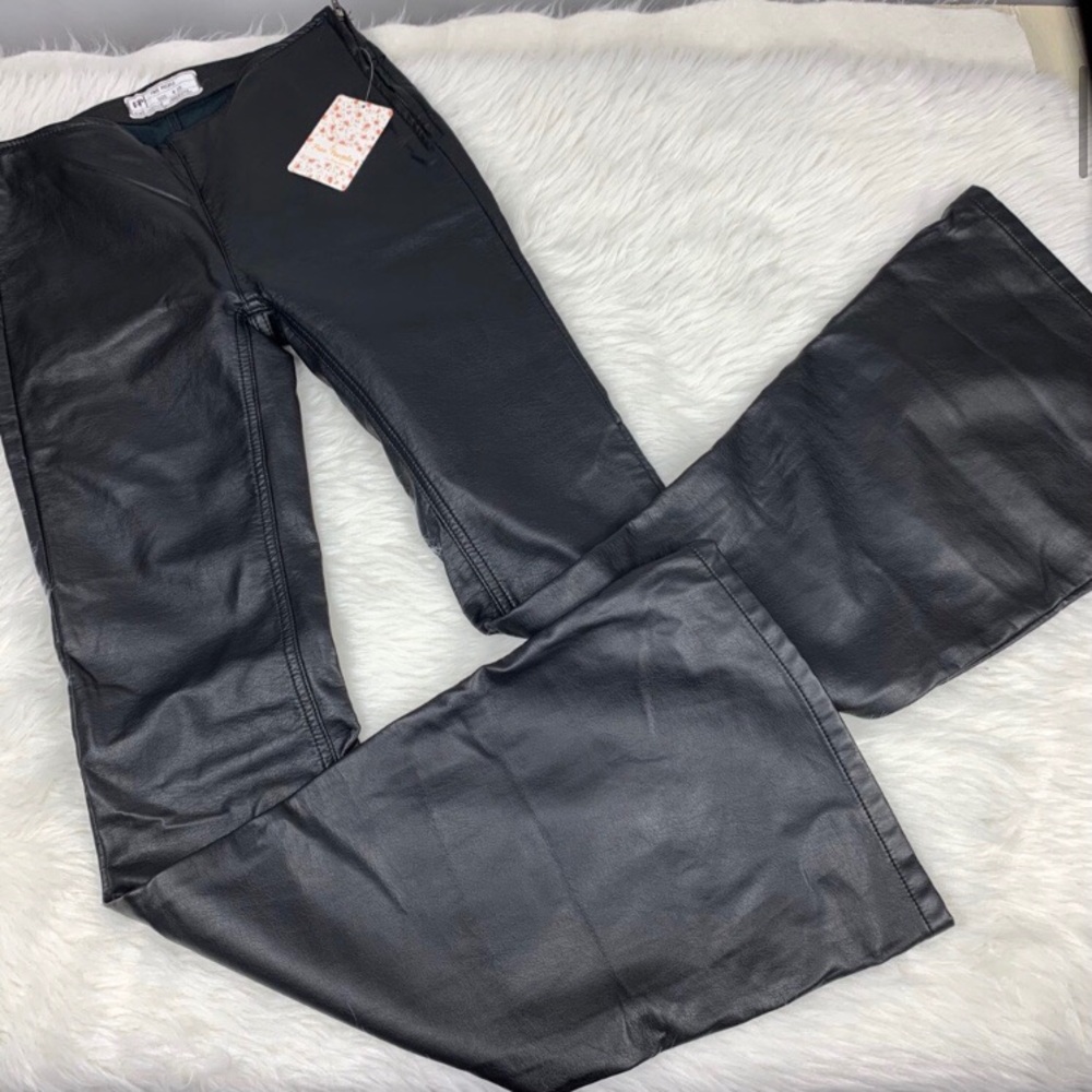 Free People Faux Leather Penny Pull On Flare Pants
